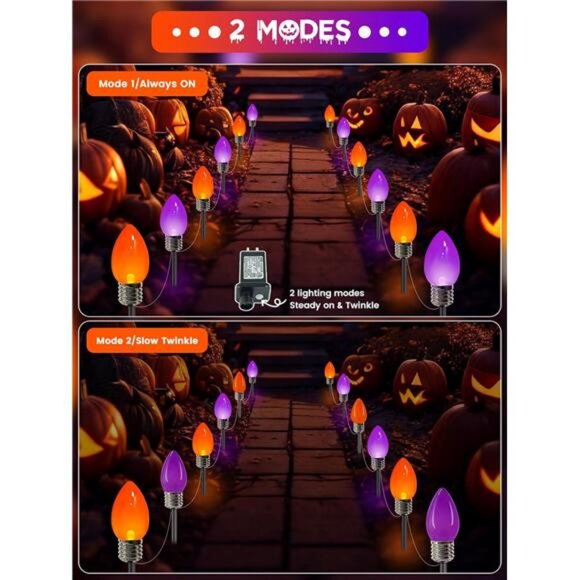 12 Pack C9 Halloween Lights Outdoor, Jumbo Bulbs Outdoor Halloween Decorations - Picture 6 of 8